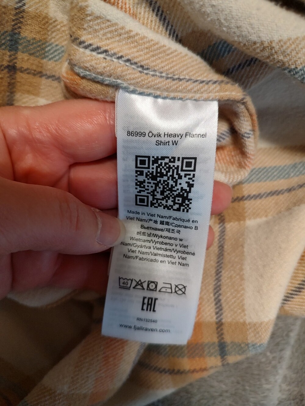 Fjallraven Ovik Heavy Flannel Relaxed Fit Shirt Women’s Gorpcore Cream Orange M - Picture 16 of 16